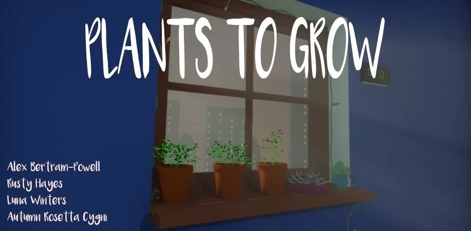 Plants to Grow official title screen with credits and potted plants