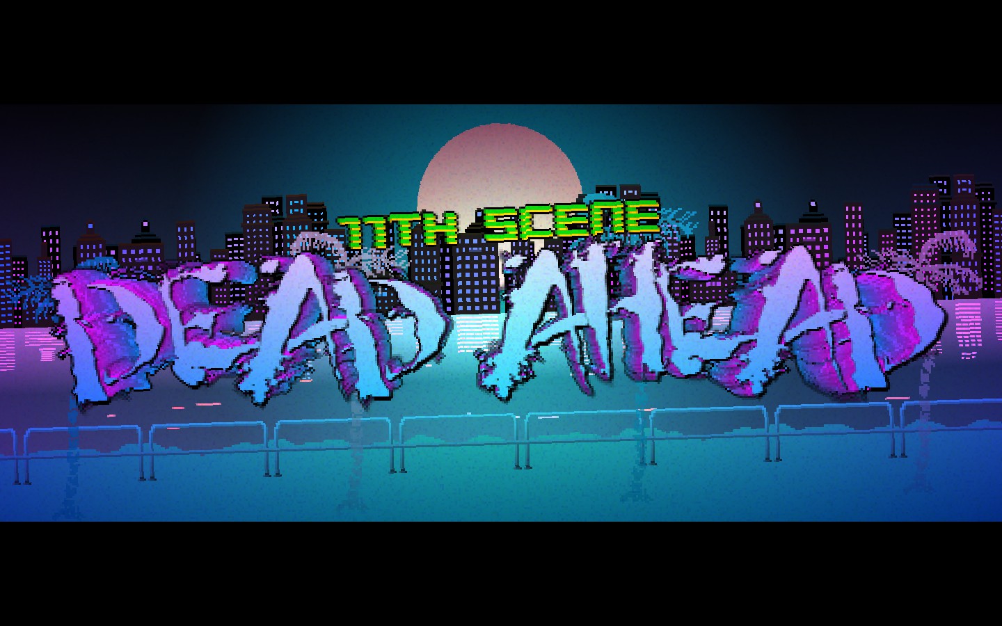 A pixel-art Dead Ahead title splash displayed inside Hotline Miami 2.